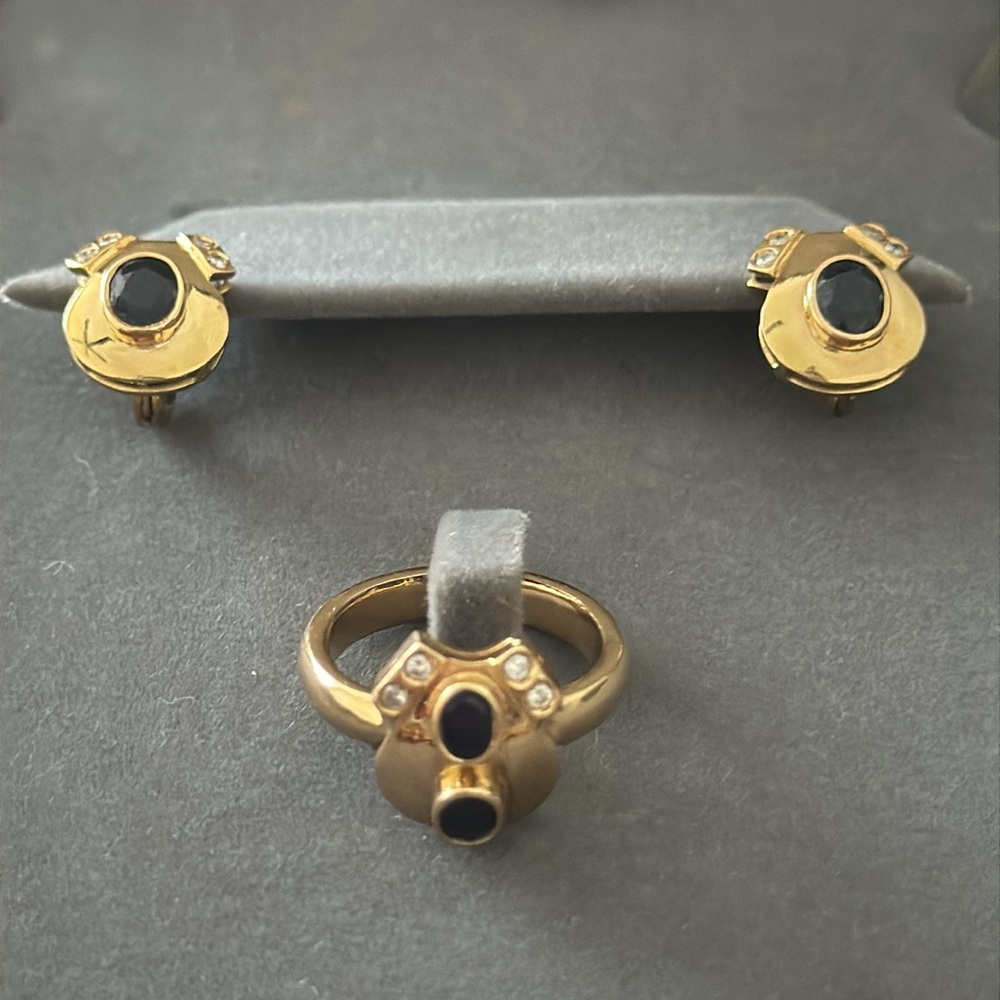18k gold jewelry set with sapphire stones - Picture 4 of 4
